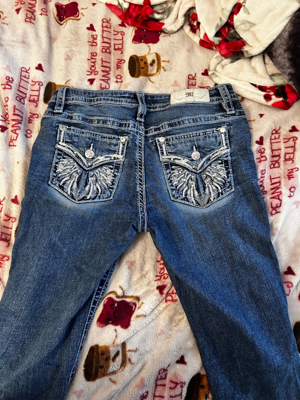 Miss Me Blue Embroidered Wide Leg Jeans